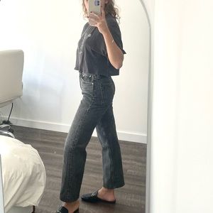 Pair of black Rag & Bone high waisted, mom jeans.